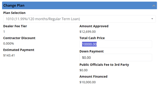 decrease loan amount change