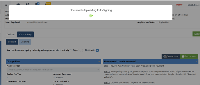 document uploading to e-sign